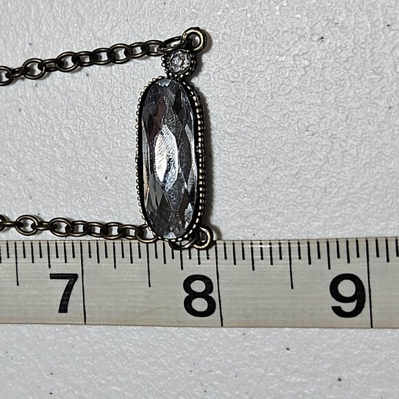 Vintage Elegant Oval Crystal Pendant Necklace Classic Fashion Jewelry Women - Picture 7 of 8